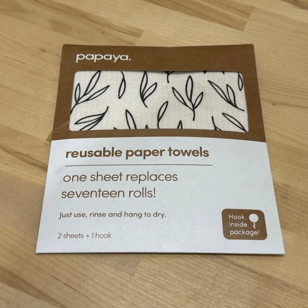 NWT Papaya Reusable Compostable Eco-friendly Paper Towels 2‎ pack
